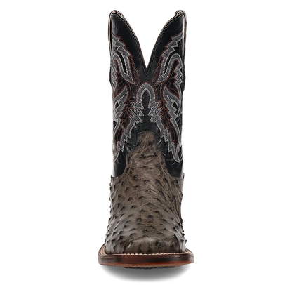 Dan Post Alamosa (Grey/Black)  - Men's Ostrich Skin Leather Cowboy Boots