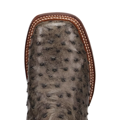 Dan Post Alamosa (Grey/Black)  - Men's Ostrich Skin Leather Cowboy Boots