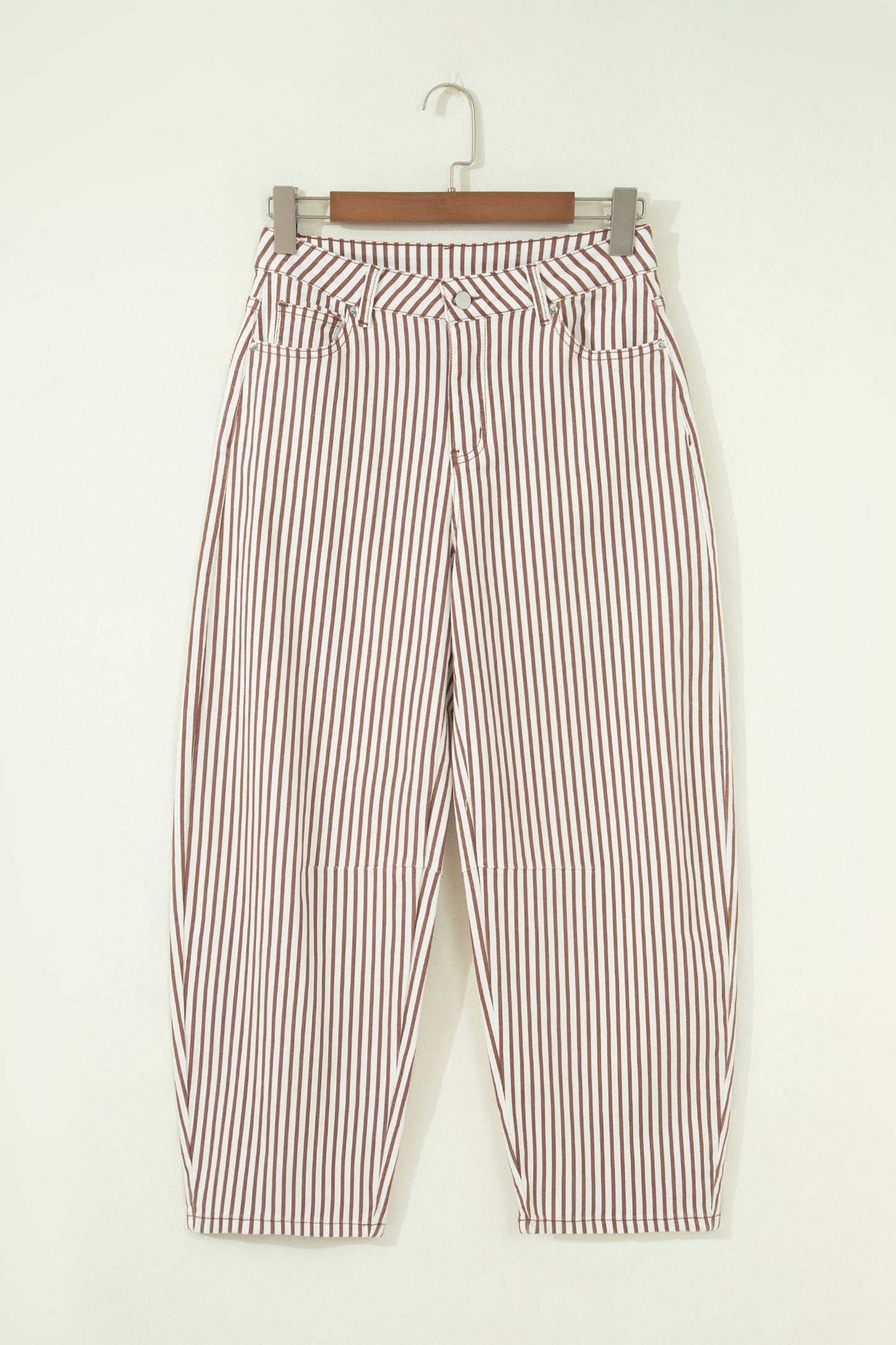 Stripe Denim High Waist Barrel Leg Jeans