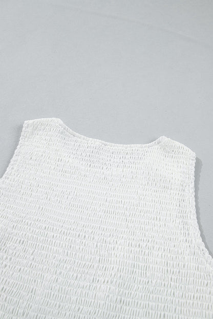 Smocked Lace Sleeveless Peplum Top