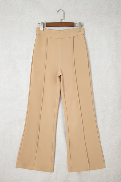 Solid High Waist Exposed Seam Bootcut Pants