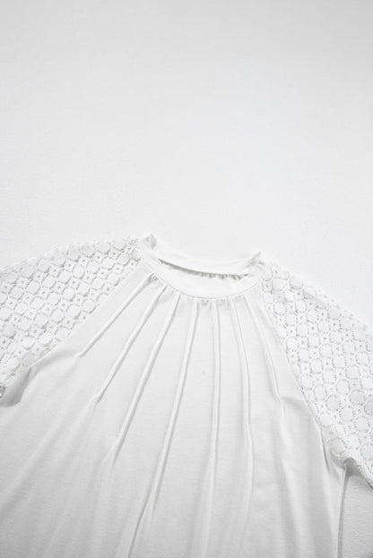 Lace Patchwork Raglan Sleeve Seam Detail Tee