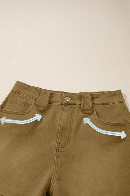 Western Denim Arrow Embroidered High Waist Shorts