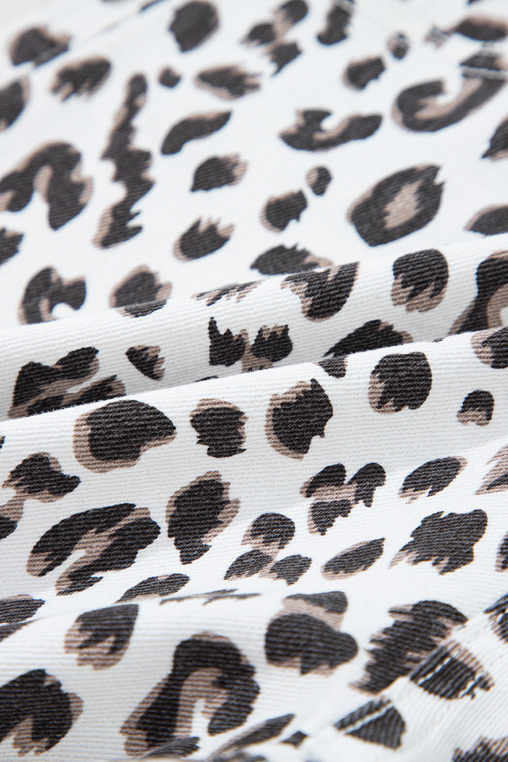 Leopard Frayed Hem Denim Shorts
