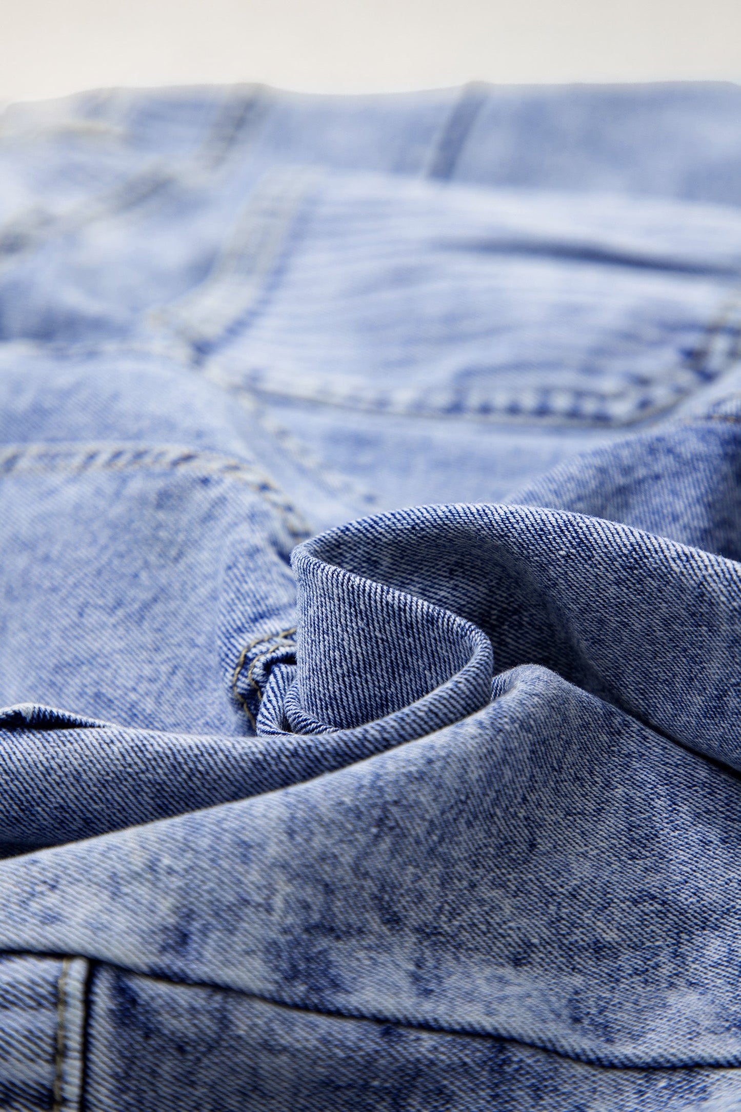 Stripe Denim Paisley Patchwork Raw Hem Shorts