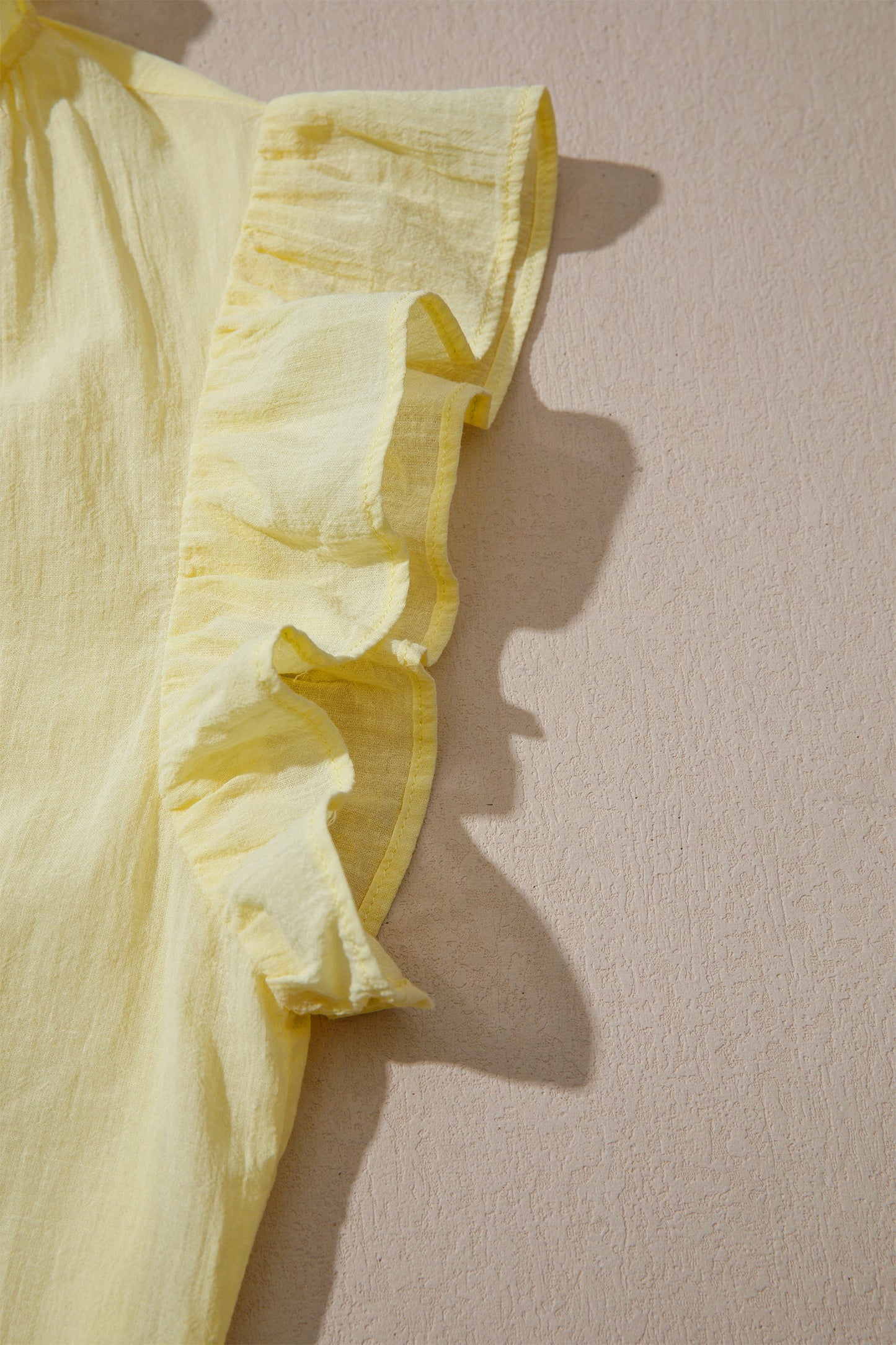 Solid Ruffle Trim V-Neck Sleeveless Top