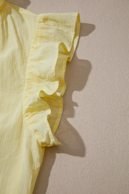 Solid Ruffle Trim V-Neck Sleeveless Top