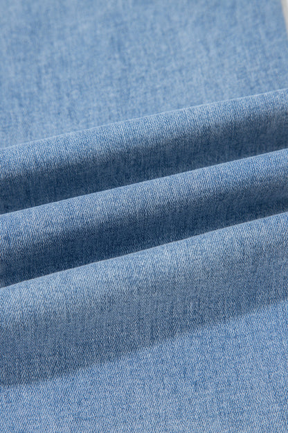 Denim Contrast Drawstring Waist Wide Leg Jeans