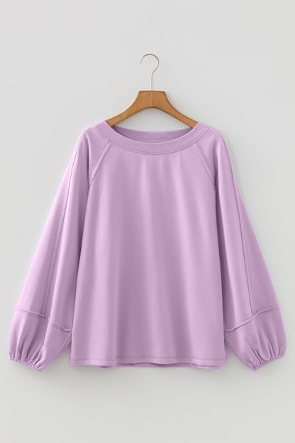 Solid Raw Seam Patchwork Baggy Sweatshirt