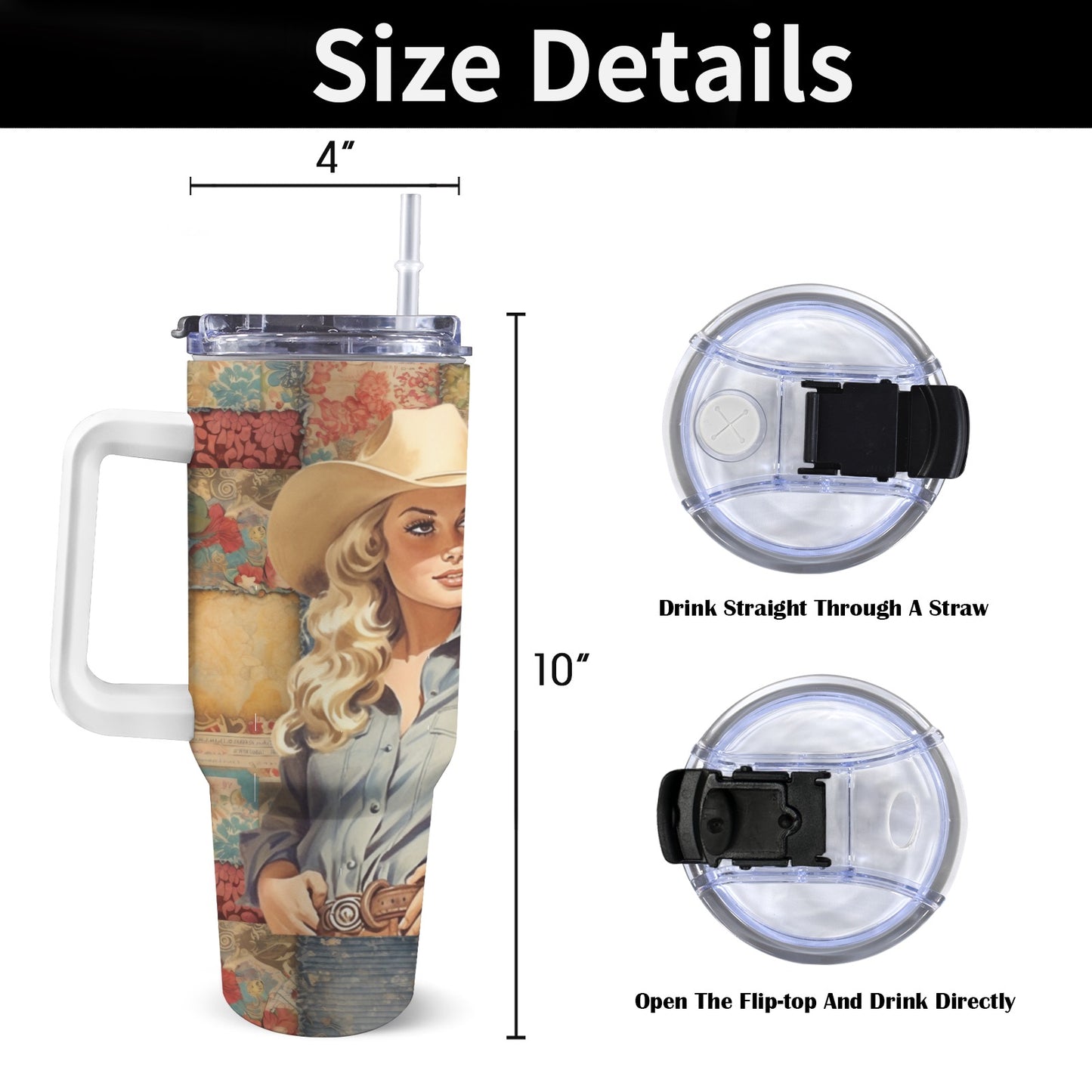 Stockyards Cowgirl Patchwork 40 oz Tumbler