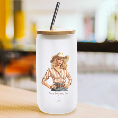 Pecos Cowgirl Frosted Glass Cup