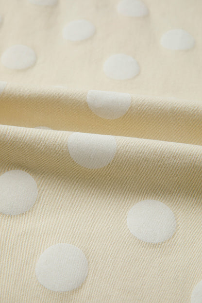 Polka Dot Denim Raw Hem High Waist Jeans