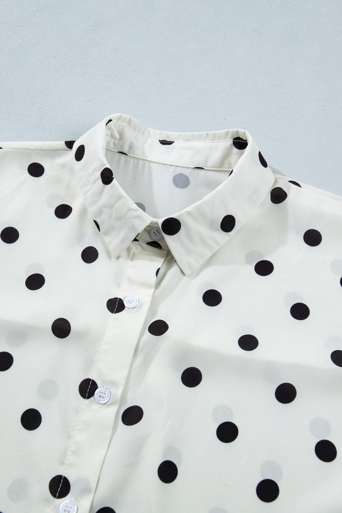 Polka Dot Dolman Sleeve Buttoned Shirt
