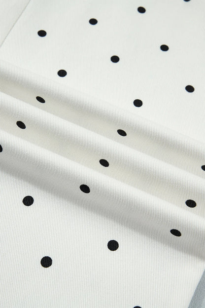 Polka Dot Denim Scalloped Patch Pocket Pants