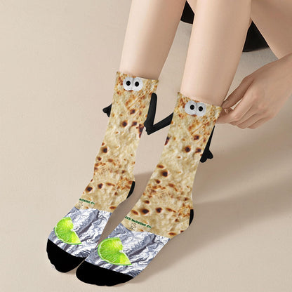 Tortilla & Lime Burrito Holding Hands Socks (Women)