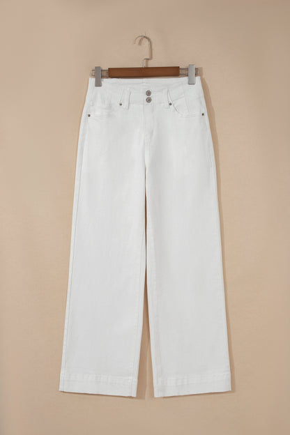 Denim 2-Button High Waist Wide Leg Jeans
