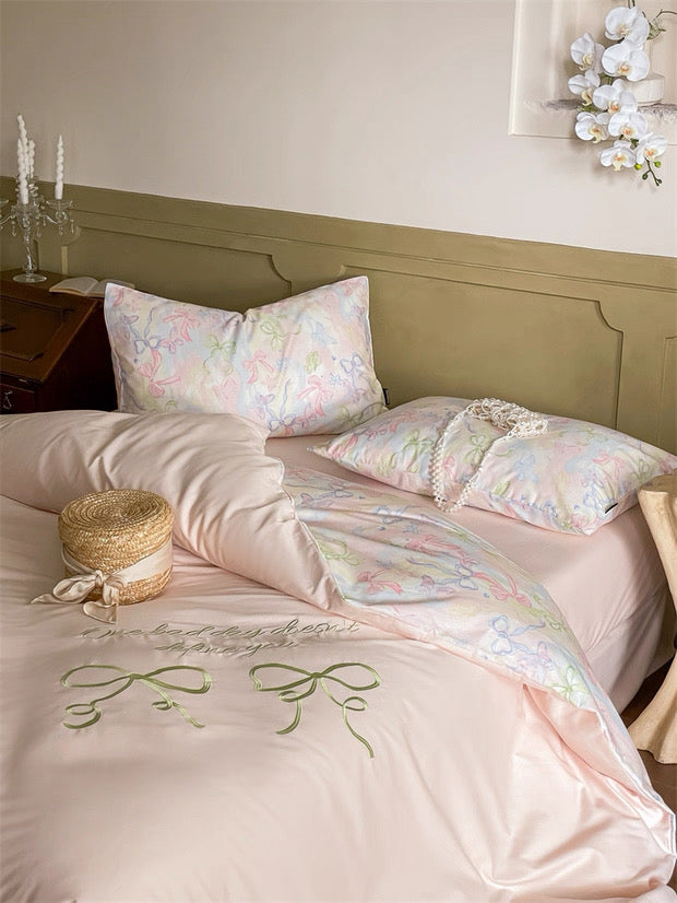Yellow Coquette Embroidered Duvet Cover Set