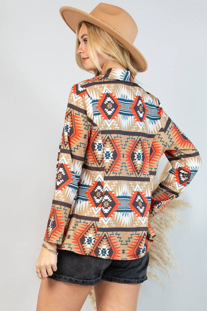 Avery "Ella" Aztec Print Western Blazer — Bold Aztec Design with Functional Pocket (medium remaining)