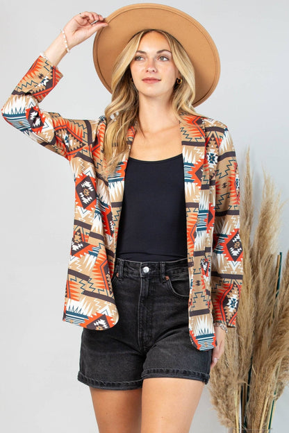 Avery "Ella" Aztec Print Western Blazer — Bold Aztec Design with Functional Pocket (medium remaining)