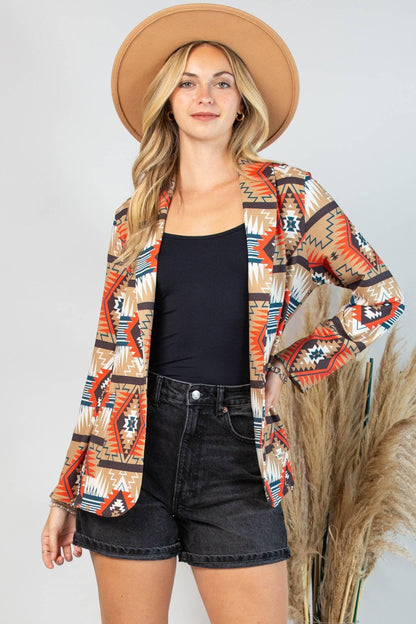 Avery "Ella" Aztec Print Western Blazer — Bold Aztec Design with Functional Pocket (medium remaining)