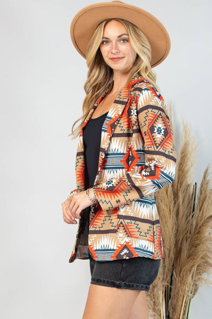 Avery "Ella" Aztec Print Western Blazer — Bold Aztec Design with Functional Pocket (medium remaining)