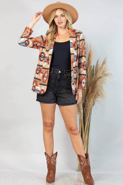 Avery "Ella" Aztec Print Western Blazer — Bold Aztec Design with Functional Pocket (medium remaining)