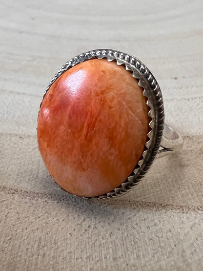 Ernest Hawthorne Navajo Spiny Oyster & Sterling Silver Ring — Size 7.5