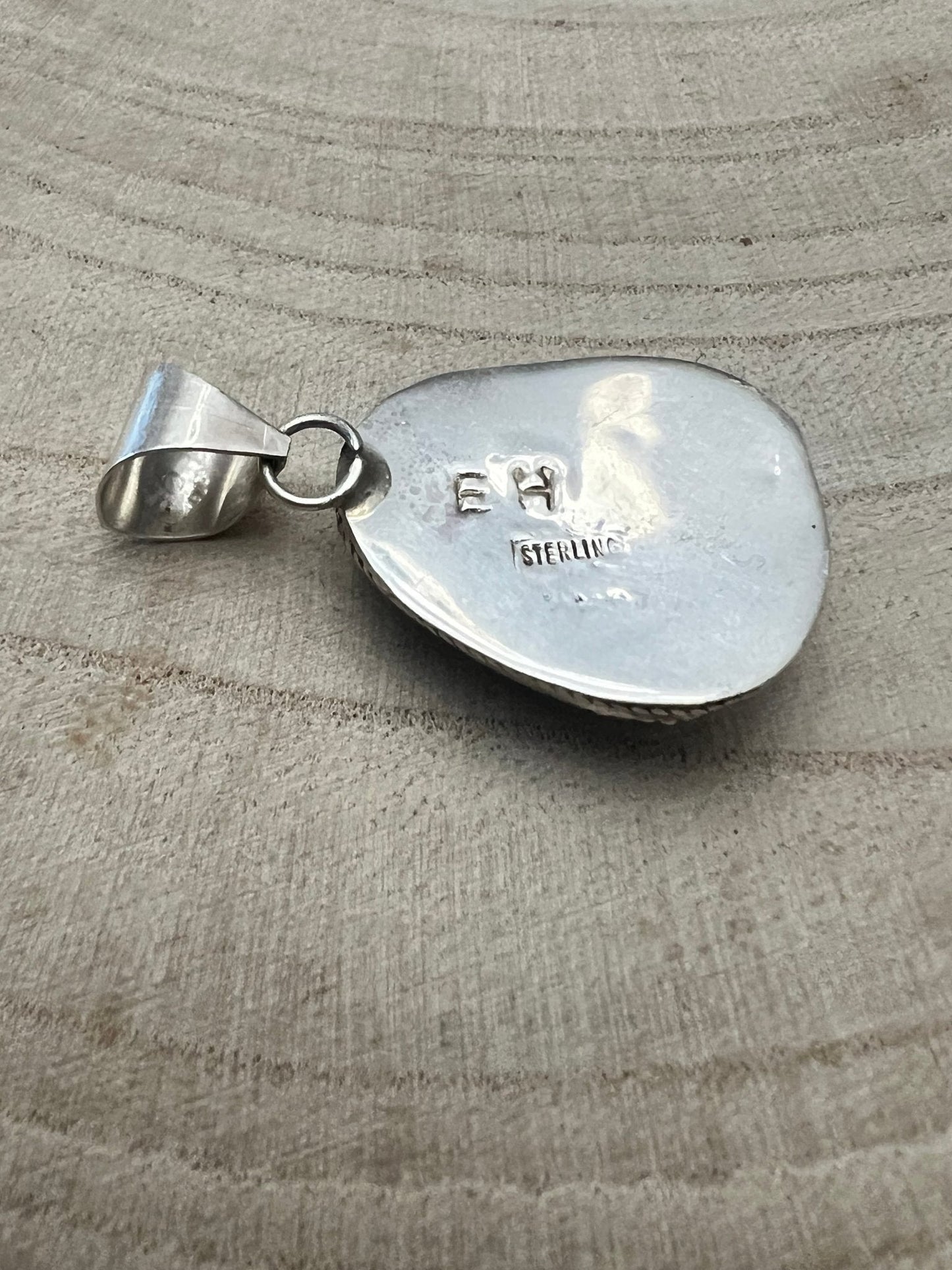 Ernest Hawthorne Navajo Sterling Silver Pendant with Egyptian Turquoise — 1 1/2" × 3/4" (Hallmarked)