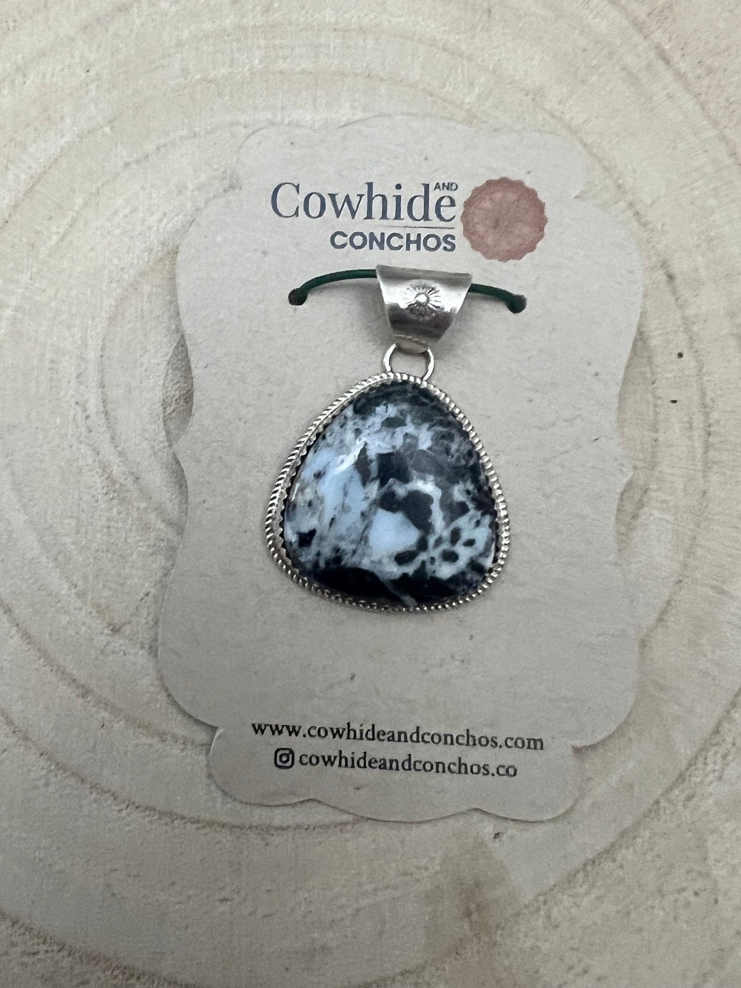 Ernest Hawthorne Navajo White Buffalo Turquoise & Sterling Silver Pendant — Hallmarked