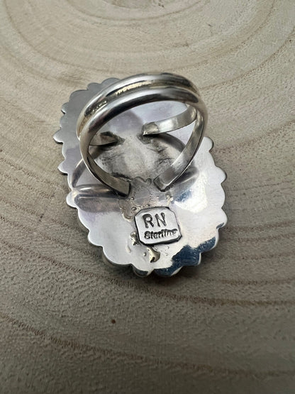 Eunise Wilson Navajo Sterling Silver Ring with Turquoise — Size 8 (Hallmark EJW)