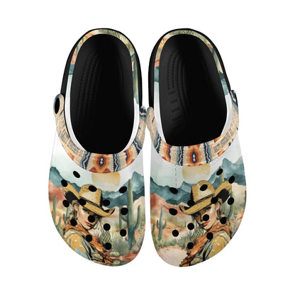 Pretty & Punchy Watercolor Desert Salty Clogs (Adult:Black)