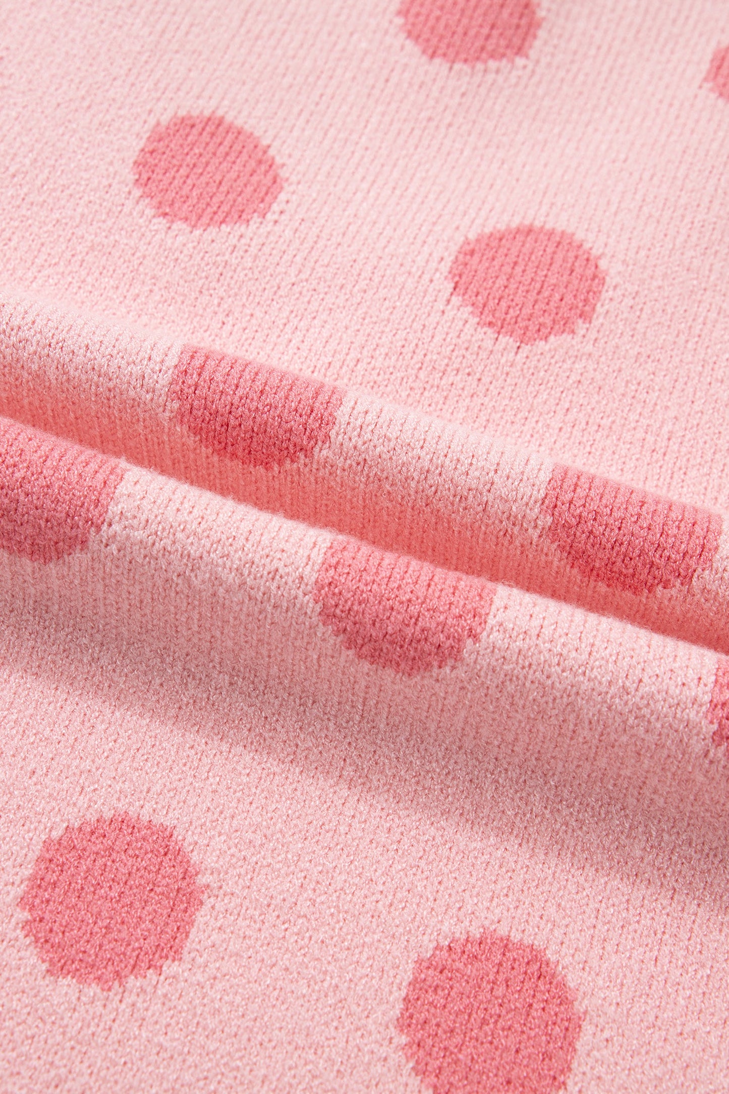 Polka Dot Puff Short Sleeve V-Neck Sweater