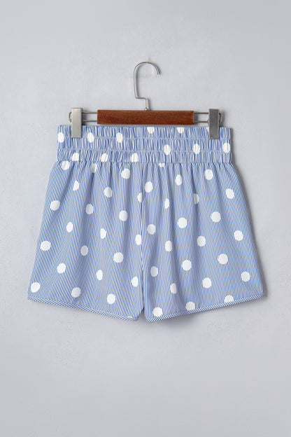 Polka Dot Shirred High Waist Shorts