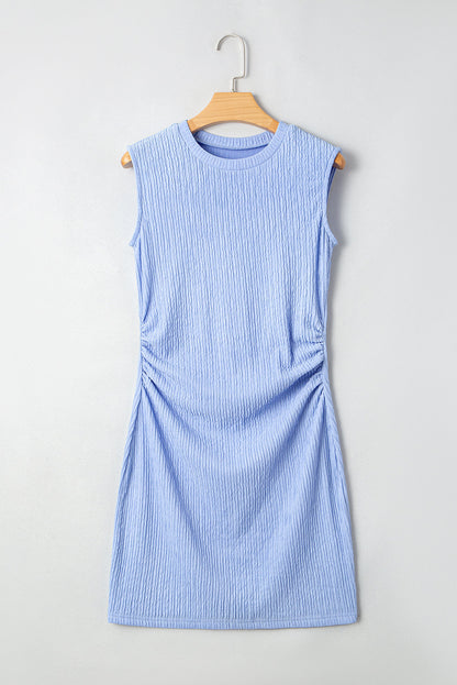 Textured Ruched Side Bodycon Tank Dress