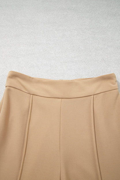 Solid High Waist Exposed Seam Bootcut Pants