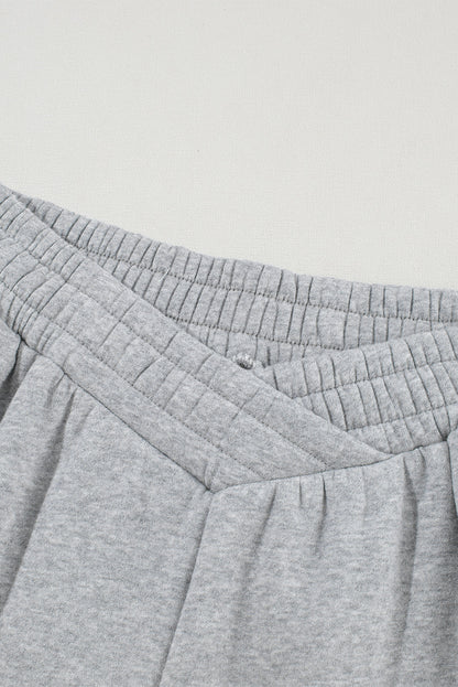 Solid Crisscross Elastic High Waist Sweatpants
