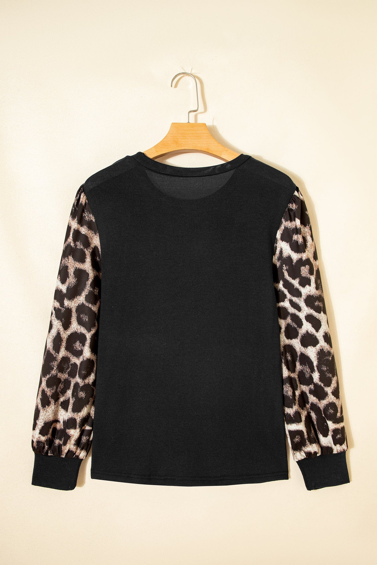 Leopard & Floral Patchwork Puff Sleeve Top