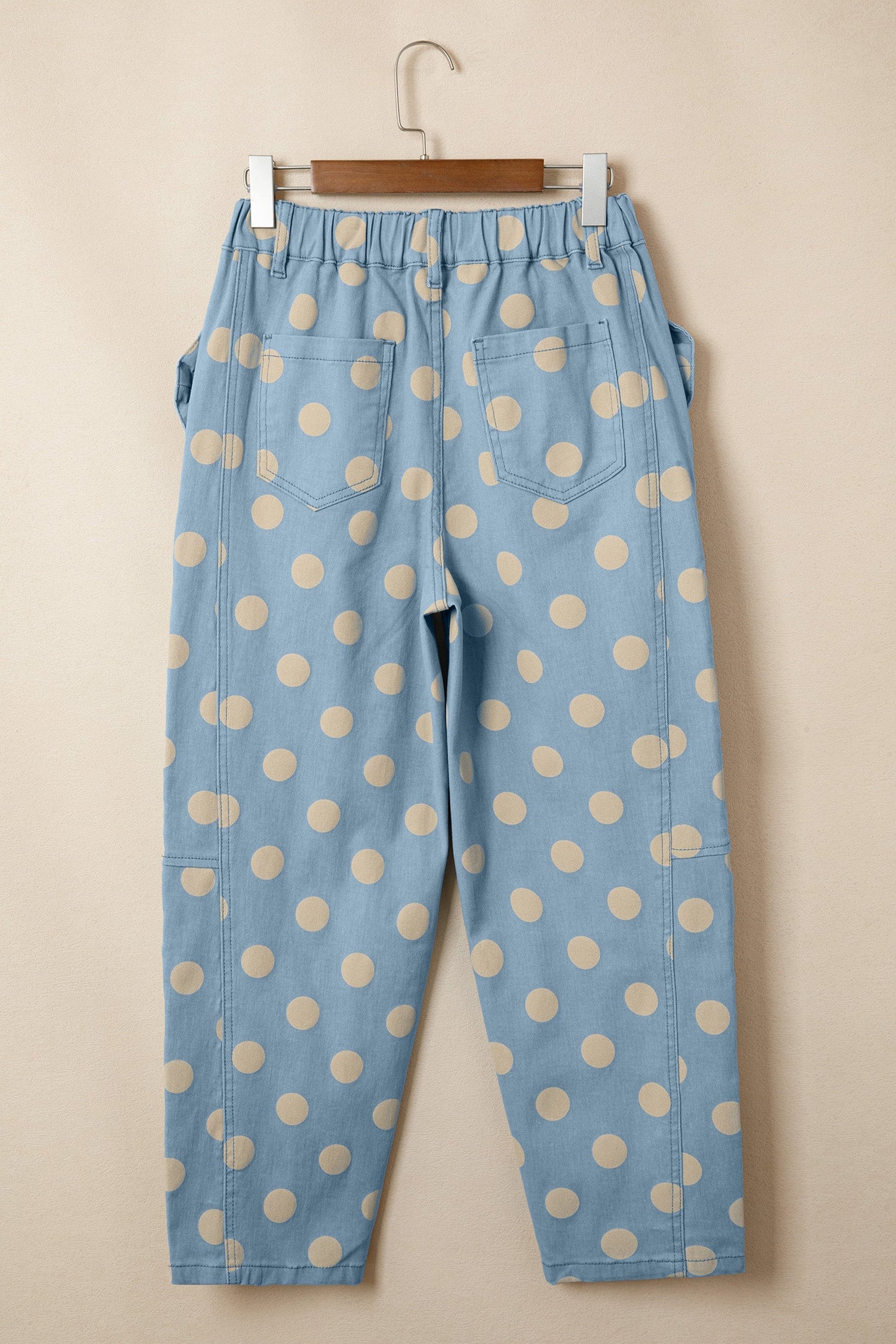 Polka Dot Denim Bow Pocket Barrel Leg Jeans