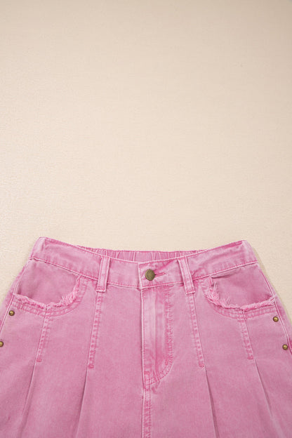 Studded Side Split Hem Wide Leg Jeans