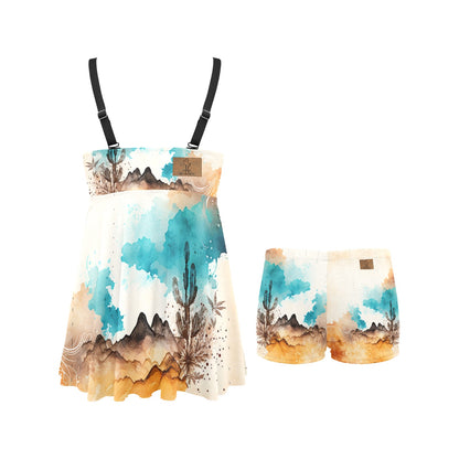 Painted Desert Soquili (2nd option) Chest Pleat Swim Dress