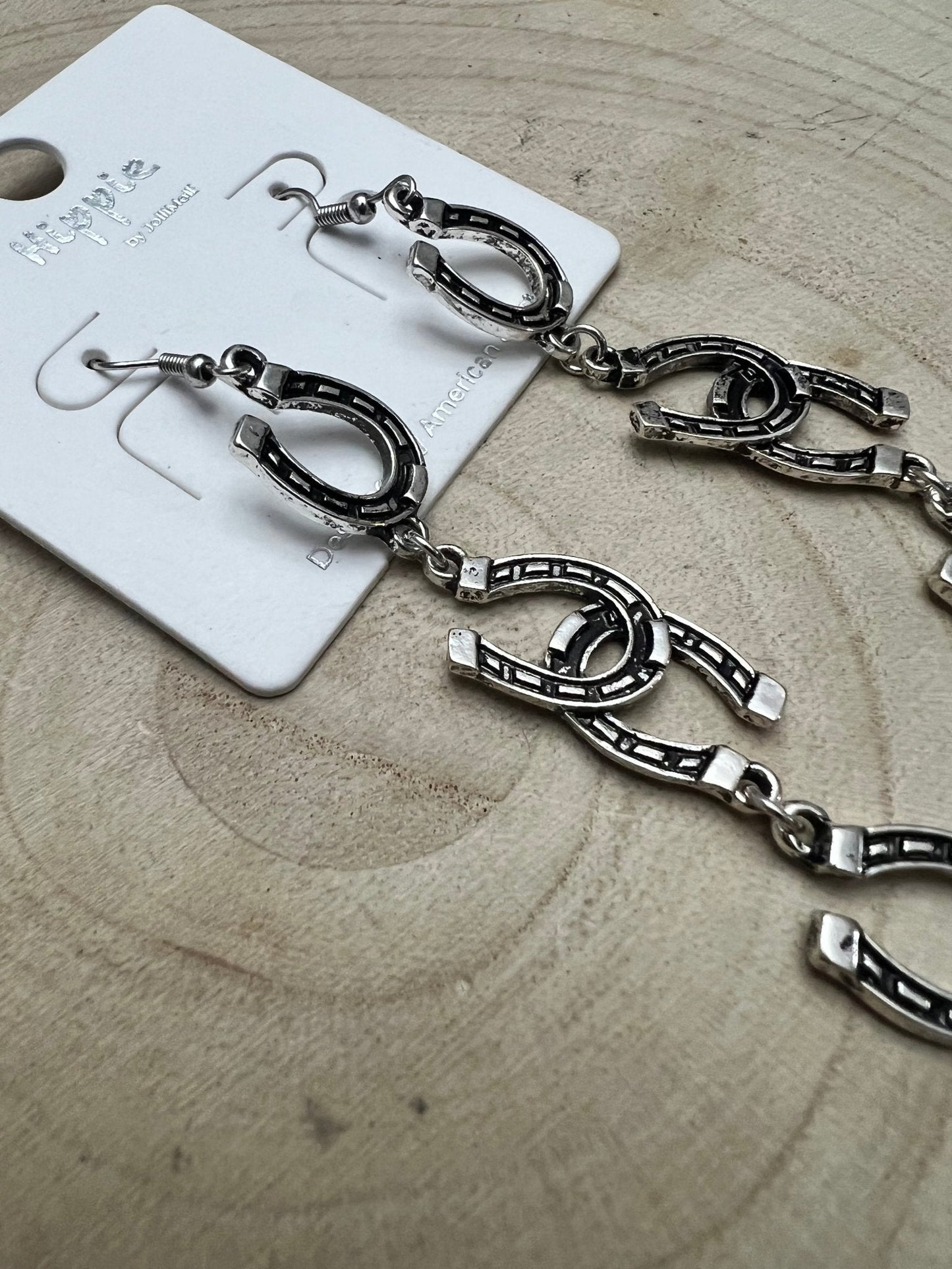 Western Fashion Horseshoe Dangle Earrings — Bold 3½" Statement Drop