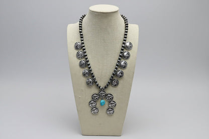 Faux Buffalo Coin Squash Blossom & Earring Set