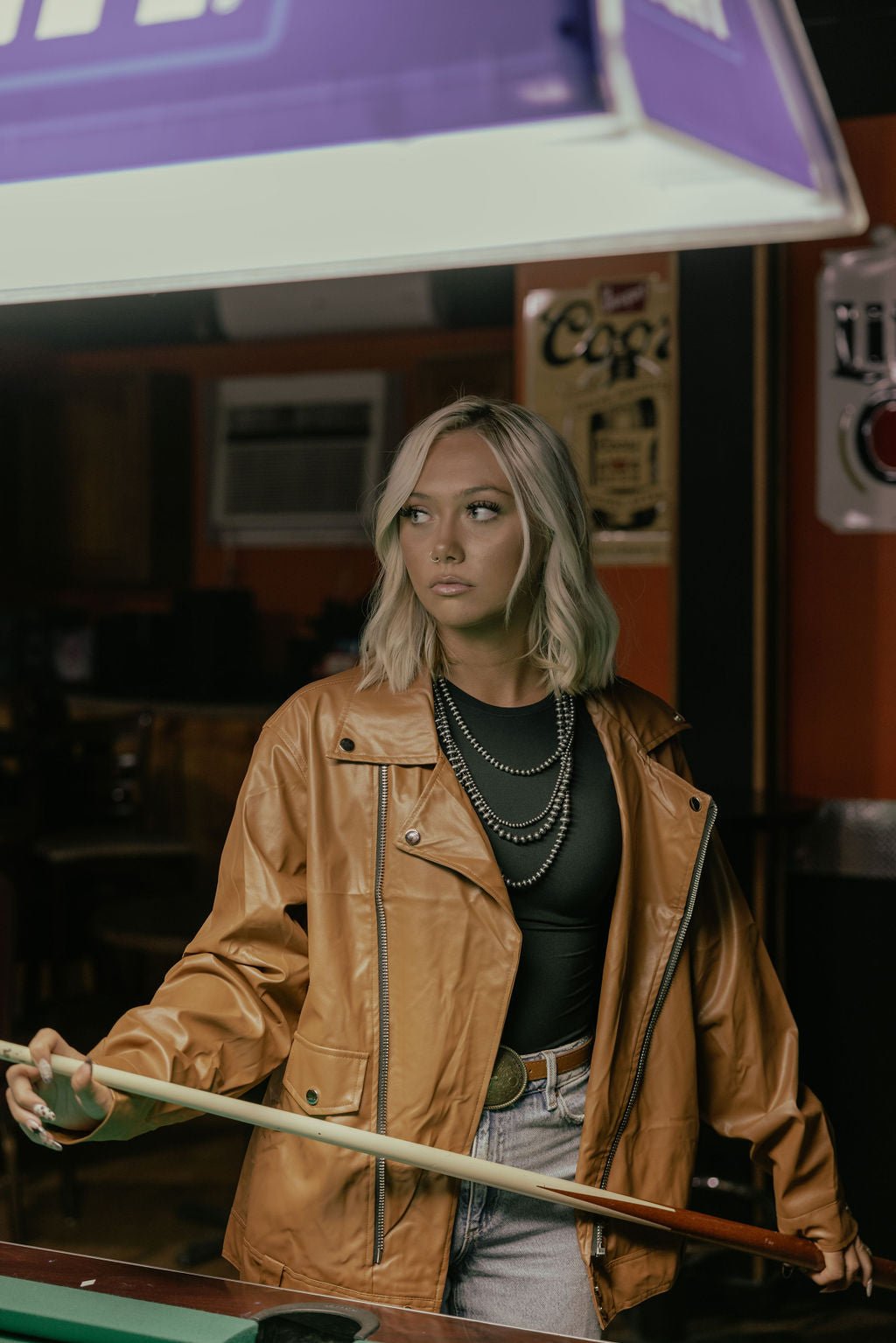 With Love, Molly "Ollie" Oversized Vegan Leather Western Moto Jacket — Matte Finish Relaxed Fit with Side Zipper Pockets (medium and large remain)
