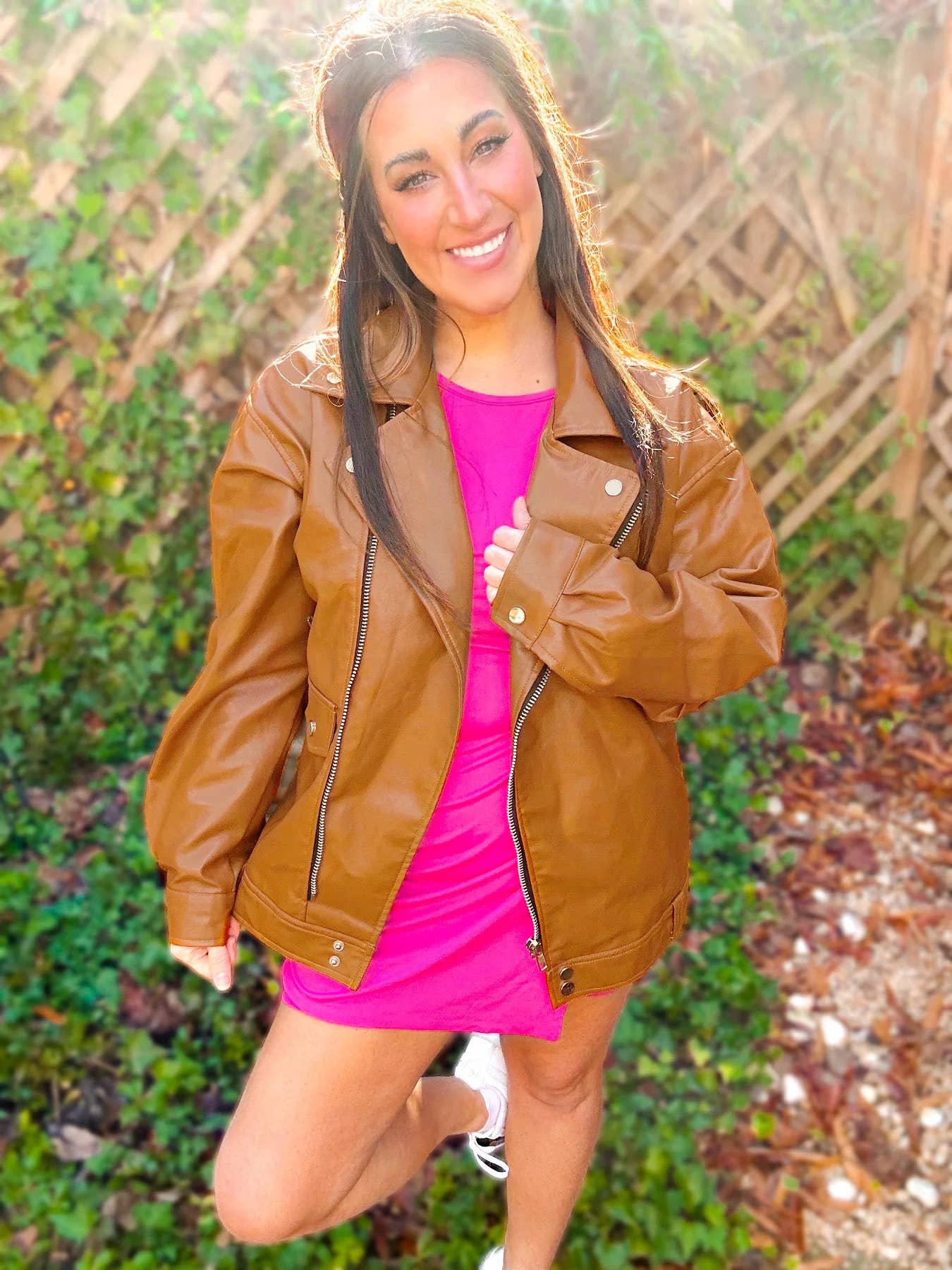 With Love, Molly "Ollie" Oversized Vegan Leather Western Moto Jacket — Matte Finish Relaxed Fit with Side Zipper Pockets (medium and large remain)