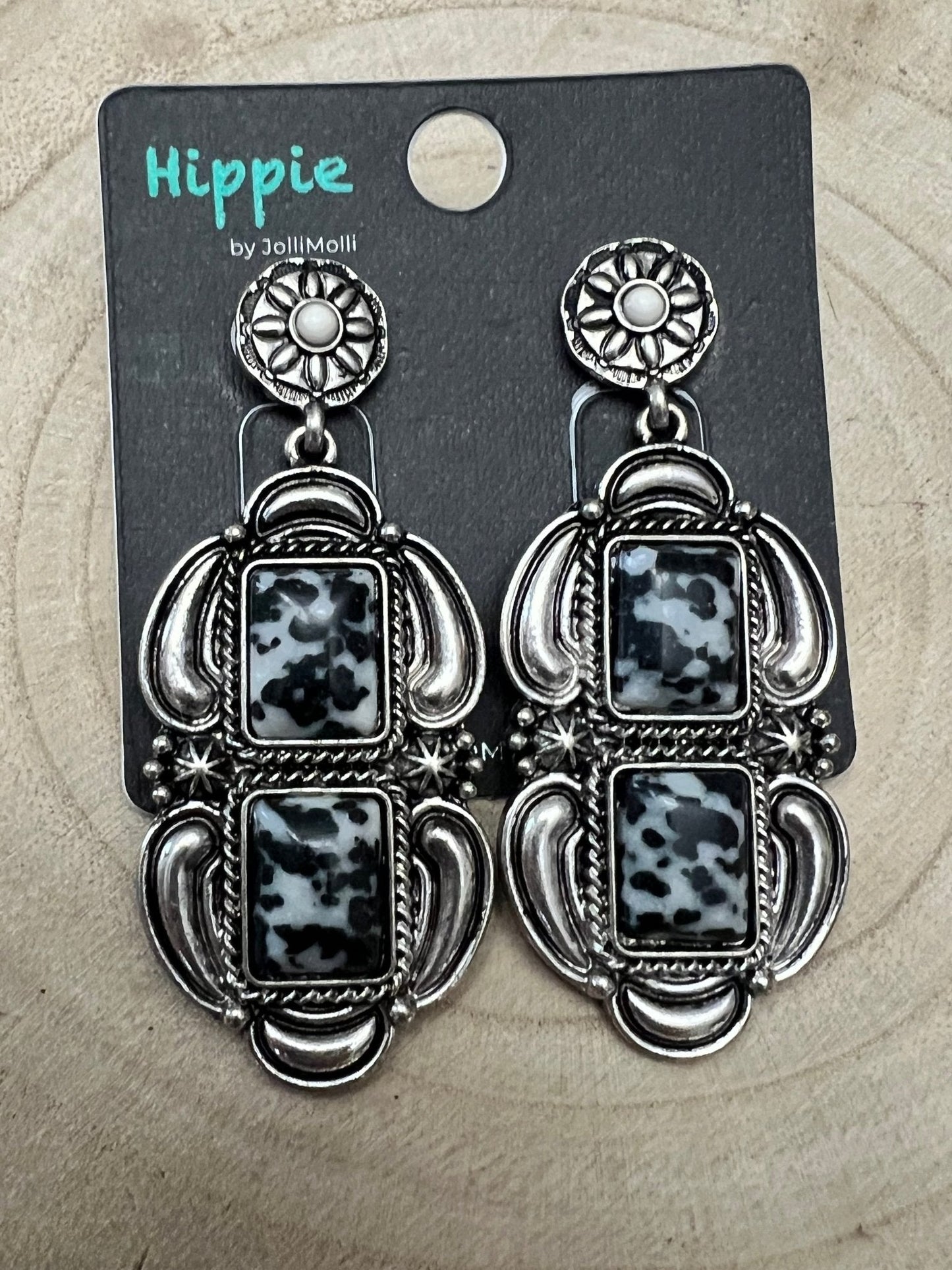 Western Faux White Buffalo Drop Earrings — Authentic Southwestern Statement