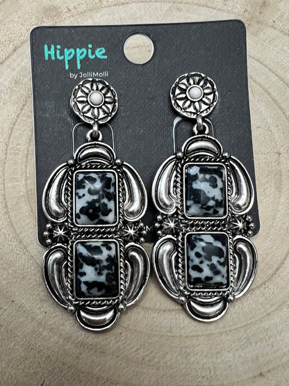 Western Faux White Buffalo Drop Earrings — Authentic Southwestern Statement