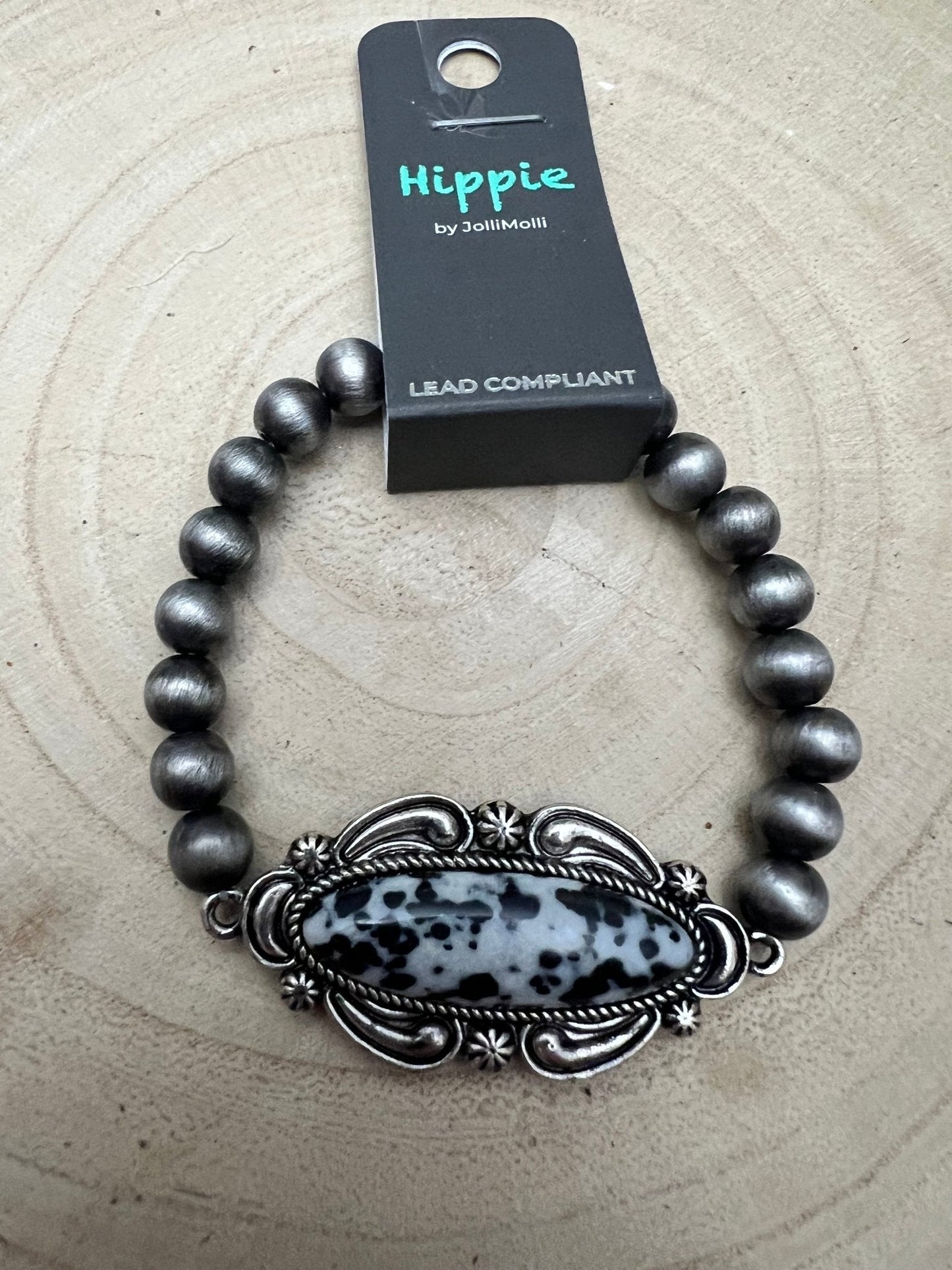 Western Faux White Buffalo Stretch Bracelet