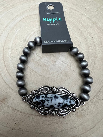 Western Faux White Buffalo Stretch Bracelet