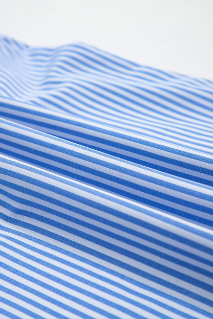 Stripe Bow Square Neck Ruffle Sleeve Blouse