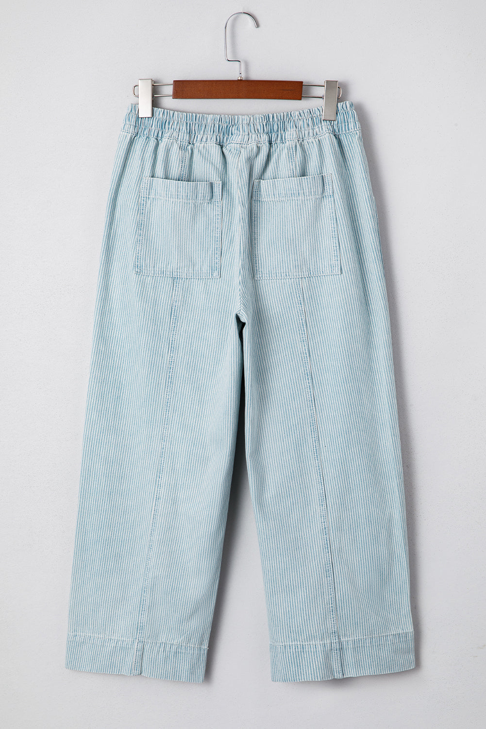 Stripe Denim Mid-Rise Drawstring Waist Jeans